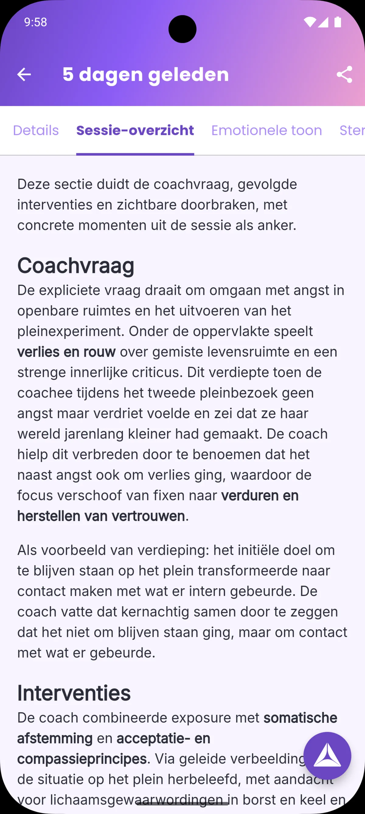 Prism app screenshots - coaching app voor Nederlandse coaches